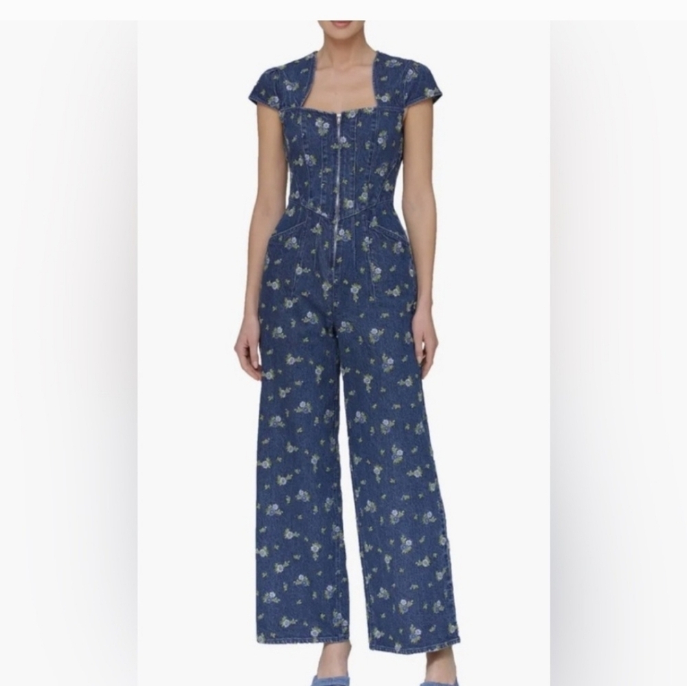 Avec Les Filles Blue Floral Denim
